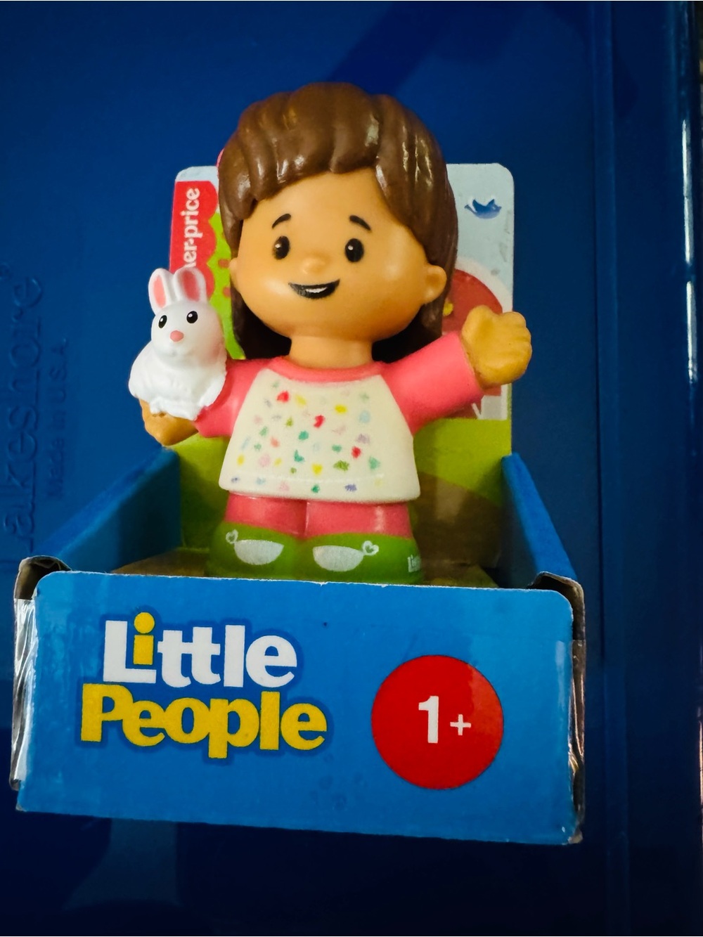 Fisher-Price Little People Girl Figure with White Bunny - Pink & Green